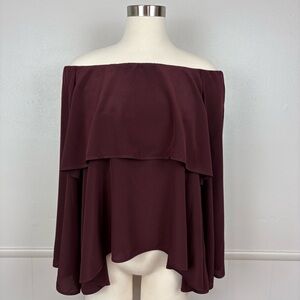Scanlan Theodore Silk Off Shoulder Tiered Top Size S/M Bell Sleeves Boho Luxury
